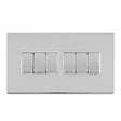 This is an image showing Eurolite Concealed 3mm 6 Gang 10Amp 2Way Switch - Polished Chrome (With White Trim) ecpc6sww available to order from trade door handles, quick delivery and discounted prices.