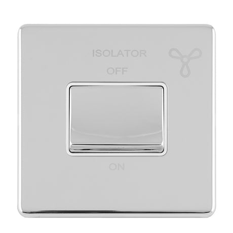 This is an image showing Eurolite Concealed 3mm 6Amp Fan Isolator Switch - Polished Chrome (With White Trim) ecpcfsww available to order from trade door handles, quick delivery and discounted prices.