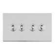 This is an image showing Eurolite Concealed 3mm 4 Gang 10Amp 2Way Toggle Switch Polished Chrome Plate - Polished Chrome (With White Trim) ecpct4sw available to order from trade door handles, quick delivery and discounted prices.