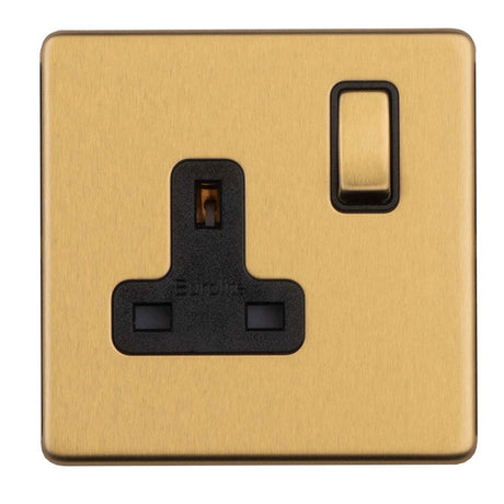 This is an image showing Eurolite Concealed 3mm 1 Gang 13Amp Dp Switch - Satin Brass ecsb1sob available to order from trade door handles, quick delivery and discounted prices.