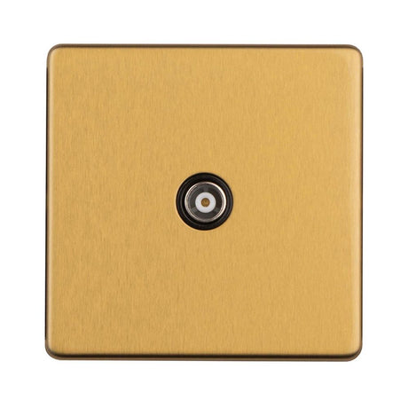 This is an image showing Eurolite Concealed 3mm 1 Gang TV Socket - Satin Brass ecsb1tvb available to order from trade door handles, quick delivery and discounted prices.