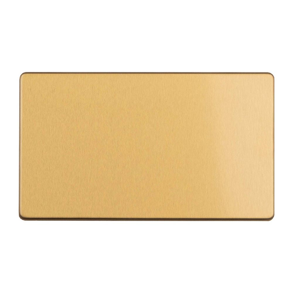 This is an image showing Eurolite Concealed 3mm 2 Gang Double Blank Plate - Satin Brass ecsb2bb available to order from trade door handles, quick delivery and discounted prices.