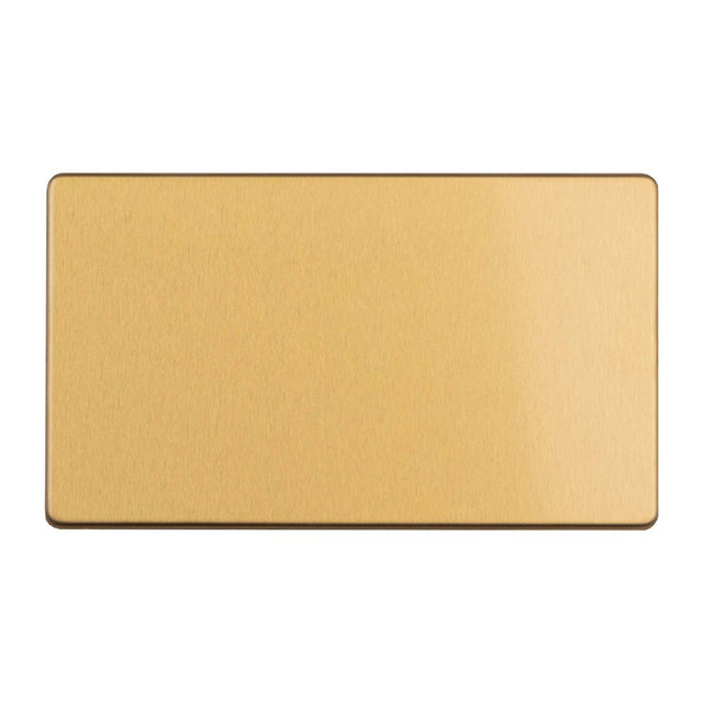 This is an image showing Eurolite Concealed 3mm 2 Gang Double Blank Plate - Satin Brass ecsb2bb available to order from trade door handles, quick delivery and discounted prices.