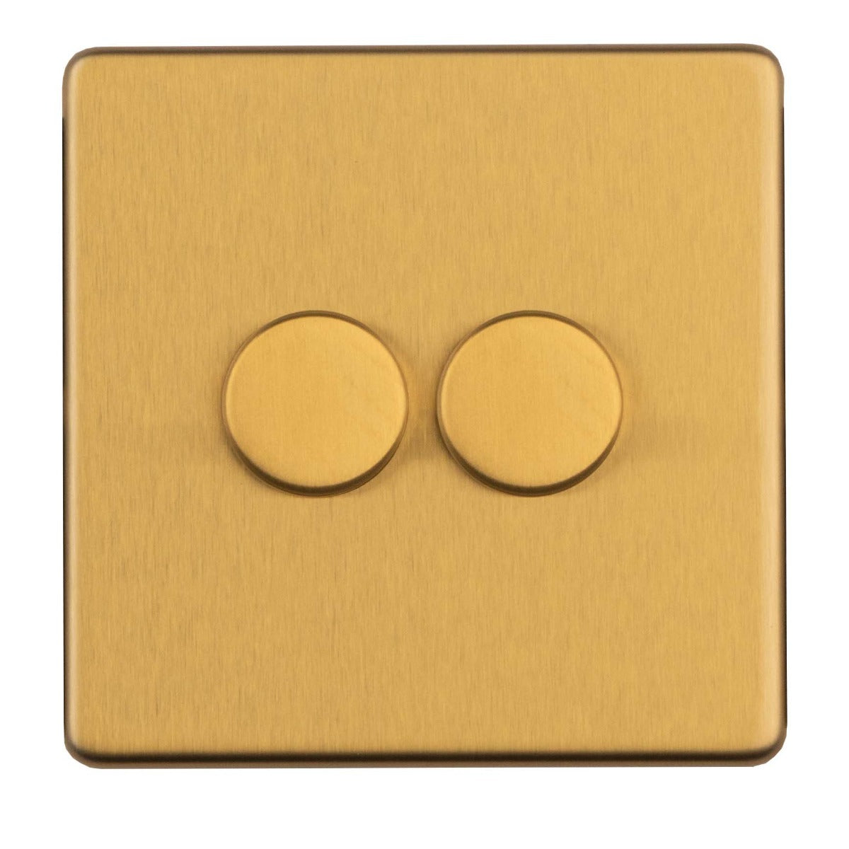 This is an image showing Eurolite 2 Gang Dimmer - Satin brassecsb2dled available to order from trade door handles, quick delivery and discounted prices.