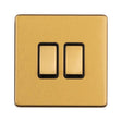 This is an image showing Eurolite Concealed 3mm 2 Gang 2Way Switch - Satin Brass ecsb2swb available to order from trade door handles, quick delivery and discounted prices.