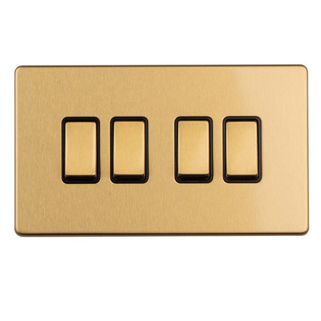 This is an image showing Eurolite Concealed 3mm 4 gang 2Way Switch - Satin Brass  available to order from trade door handles, quick delivery and discounted prices.