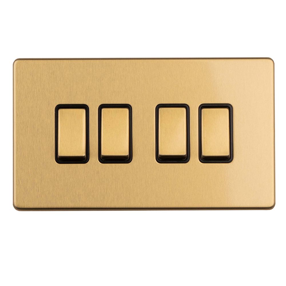 This is an image showing Eurolite Concealed 3mm 4 gang 2Way Switch - Satin Brass ecsb4swb available to order from trade door handles, quick delivery and discounted prices.