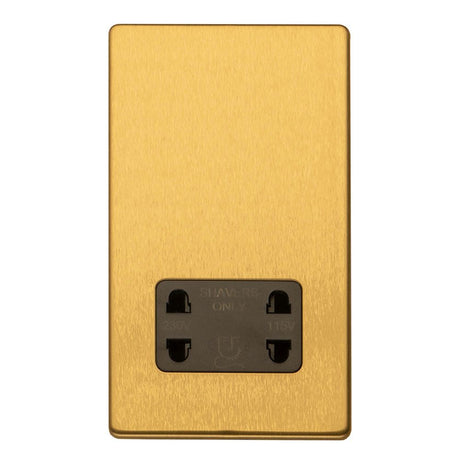 This is an image showing Eurolite Concealed 3mm 2 Gang Shaver socket - Satin Brass  available to order from trade door handles, quick delivery and discounted prices.