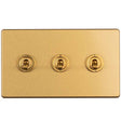 This is an image showing Eurolite Concealed 3mm 3 Gang 2 Way Toggle Switch - Satin Brass ecsbt3sw available to order from trade door handles, quick delivery and discounted prices.