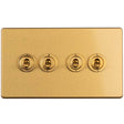 This is an image showing Eurolite Concealed 3mm 4 Gang 2 Way Toggle Switch - Satin Brass ecsbt4sw available to order from trade door handles, quick delivery and discounted prices.