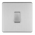 This is an image showing Eurolite Concealed 3mm 1 Gang 10Amp 2Way Switch - Stainless Steel (With White Trim) ecss1sww available to order from trade door handles, quick delivery and discounted prices.