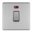 This is an image showing Eurolite Concealed 3mm 2 Gang 20Amp Dp Switch & Neon - Stainless Steel (With Grey Trim) ecss20adpswng available to order from trade door handles, quick delivery and discounted prices.