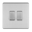 This is an image showing Eurolite Concealed 3mm 2 Gang 10Amp 2Way Switch - Stainless Steel (With Matching Trim) ecss2sww available to order from trade door handles, quick delivery and discounted prices.