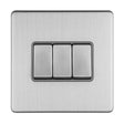 This is an image showing Eurolite Concealed 3mm 3 Gang 10Amp 2Way Switch - Stainless Steel (With Matching Trim) ecss3swg available to order from trade door handles, quick delivery and discounted prices.