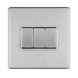 This is an image showing Eurolite Concealed 3mm 3 Gang 10Amp 2Way Switch - Stainless Steel (With Matching Trim) ecss3sww available to order from trade door handles, quick delivery and discounted prices.