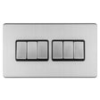 This is an image showing Eurolite Concealed 3mm 6 Gang 10Amp 2Way Switch - Stainless Steel (With Matching Trim) ecss6swb available to order from trade door handles, quick delivery and discounted prices.