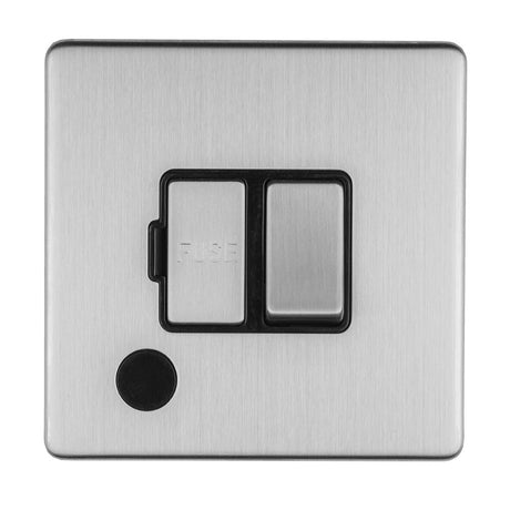 This is an image showing Eurolite Concealed 3mm 13Amp Switched Fuse Spur With Flex Outlet - Stainless Steel (With Matching Trim) ecssswffob available to order from trade door handles, quick delivery and discounted prices.