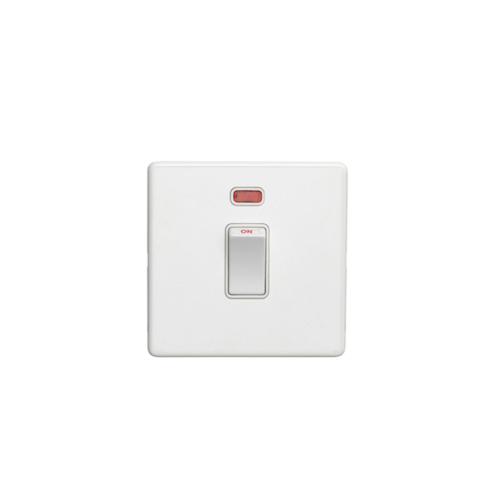 This is an image showing Eurolite Concealed 3mm 20Amp Switch with Neon Indicator - White (With White Trim) ecw20adpswnw available to order from trade door handles, quick delivery and discounted prices.