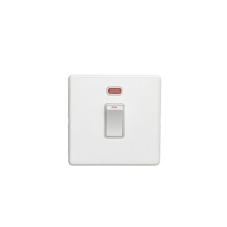 This is an image showing Eurolite Concealed 3mm 20Amp Switch with Neon Indicator - White (With White Trim) ecw20adpswnw available to order from trade door handles, quick delivery and discounted prices.