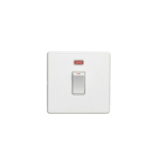 This is an image showing Eurolite Concealed 3mm 20Amp Switch with Neon Indicator - White (With White Trim) ecw20adpswnw available to order from trade door handles, quick delivery and discounted prices.