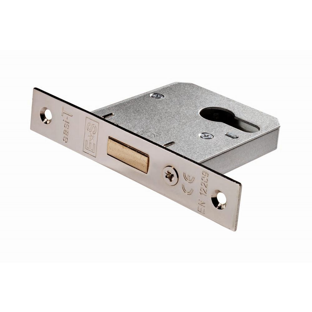 This is an image of a Eurospec - Easi-T Economy Euro Profile Deadlock 76mm - Nickel Plate that is availble to order from Trade Door Handles in Kendal.