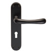 This is an image of a Manital - Ibra Lever on Lock Backplate - Matt Black that is availble to order from Trade Door Handles in Kendal.