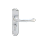 This is an image of a Carlisle Brass - Ibra Lever On Backplate - Bathroom 57Mm C/C - Satin Chrome that is availble to order from Trade Door Handles in Kendal.