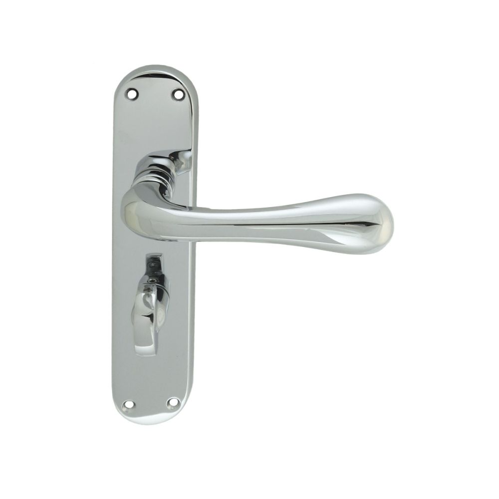 This is an image of a Manital - Astro Lever on WC Backplate - Polished Chrome that is availble to order from Trade Door Handles in Kendal.