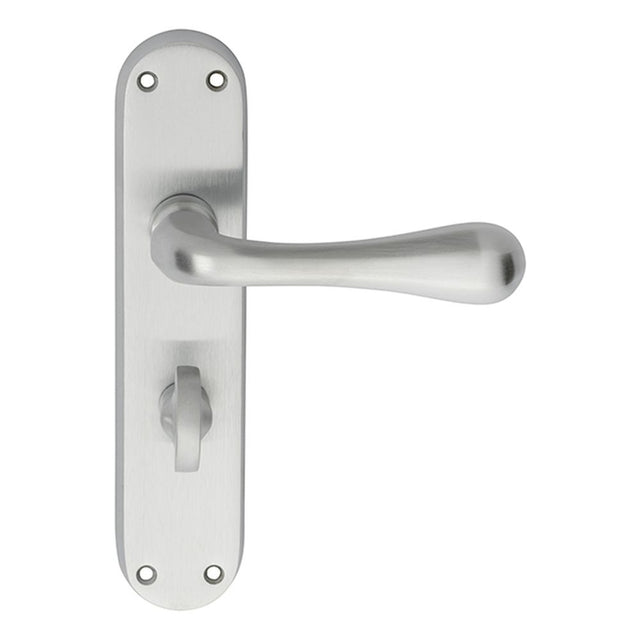 This is an image of a Manital - Astro Lever on WC Backplate - Satin Chrome that is availble to order from Trade Door Handles in Kendal.