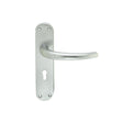 This is an image of a Manital - Lilla Lever on Lock Backplate - Satin Chrome that is availble to order from Trade Door Handles in Kendal.