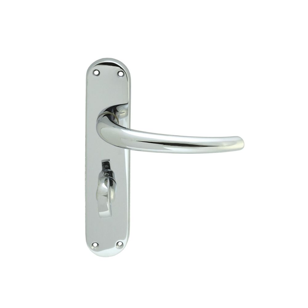 This is an image of a Manital - Lilla Lever on WC Backplate - Polished Chrome that is availble to order from Trade Door Handles in Kendal.