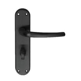 This is an image of a Manital - Lilla Lever on WC Backplate - Matt Black that is availble to order from Trade Door Handles in Kendal.