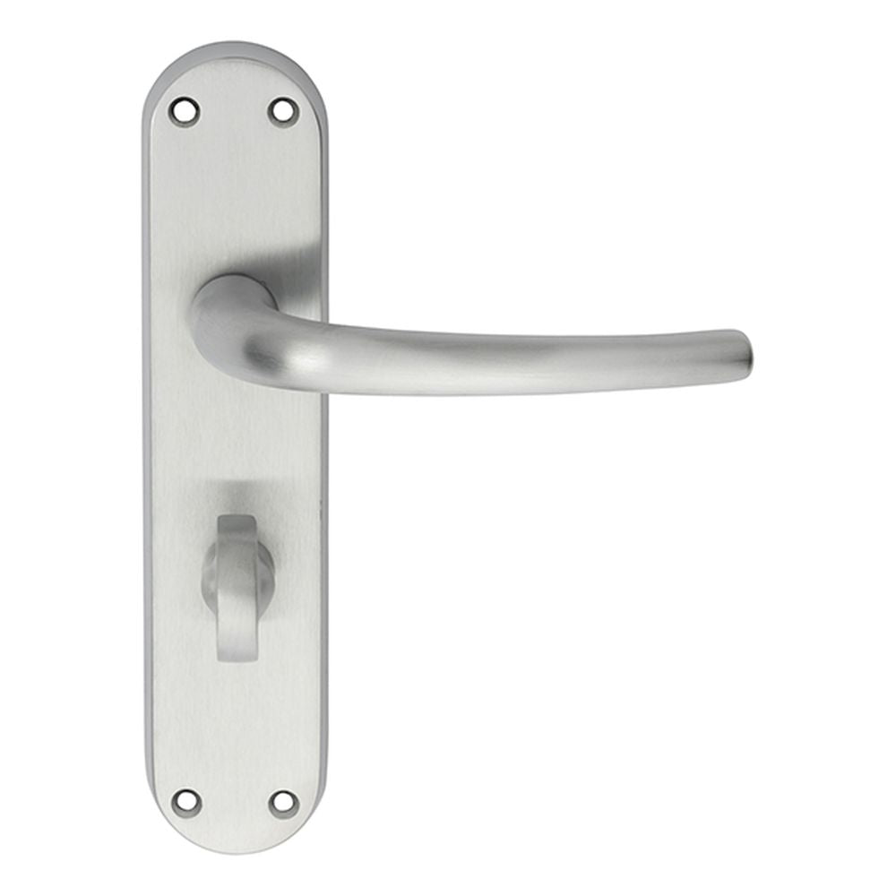 This is an image of a Manital - Lilla Lever on WC Backplate - Satin Chrome that is availble to order from Trade Door Handles in Kendal.