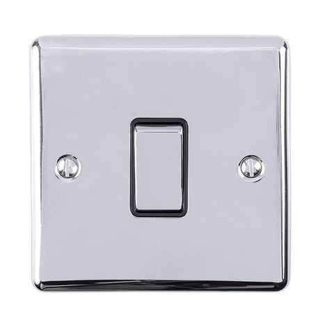 This is an image showing Eurolite Enhance Decorative 1 Gang Switch - Polished Chrome (With Black Trim) en1swpcb available to order from trade door handles, quick delivery and discounted prices.