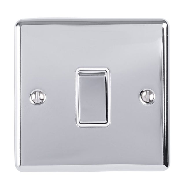 This is an image showing Eurolite Enhance Decorative 1 Gang Switch - Polished Chrome (With White Trim) en1swpcw available to order from trade door handles, quick delivery and discounted prices.