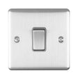 This is an image showing Eurolite Enhance Decorative 1 Gang Switch - Satin Stainless Steel (With Grey Trim) en1swssg available to order from trade door handles, quick delivery and discounted prices.