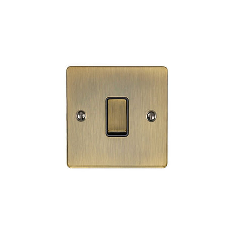 This is an image showing Eurolite Enhance Decorative 1 Gang Switch - Antique Brass (With Black Trim) en1swabb available to order from trade door handles, quick delivery and discounted prices.