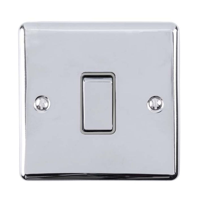 This is an image showing Eurolite Enhance Decorative 1 Gang Switch - Polished Chrome (With Grey Trim) en1swpcg available to order from trade door handles, quick delivery and discounted prices.