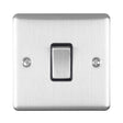 This is an image showing Eurolite Enhance Decorative 20Amp Switch - Satin Stainless Steel (With Black Trim) en20aswssb available to order from trade door handles, quick delivery and discounted prices.