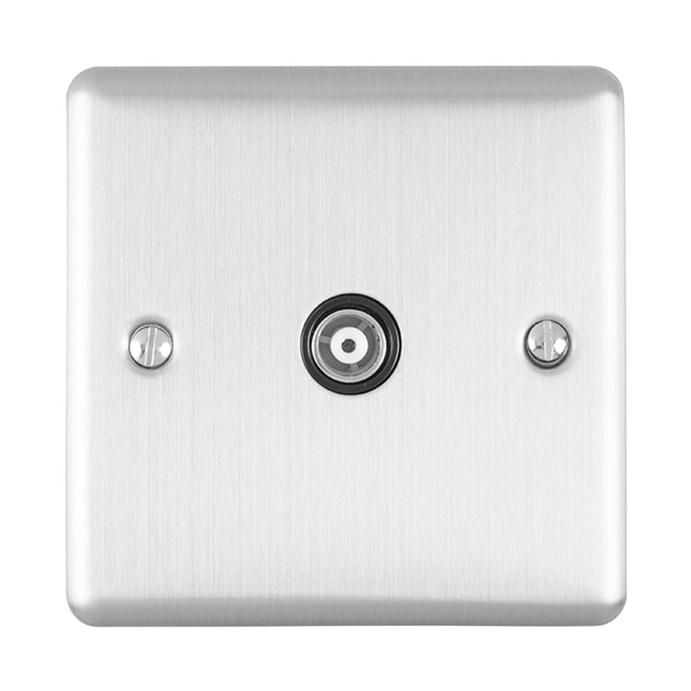 This is an image showing Eurolite Enhance Decorative TV - Satin Stainless Steel (With Black Trim) en1tvssb available to order from trade door handles, quick delivery and discounted prices.