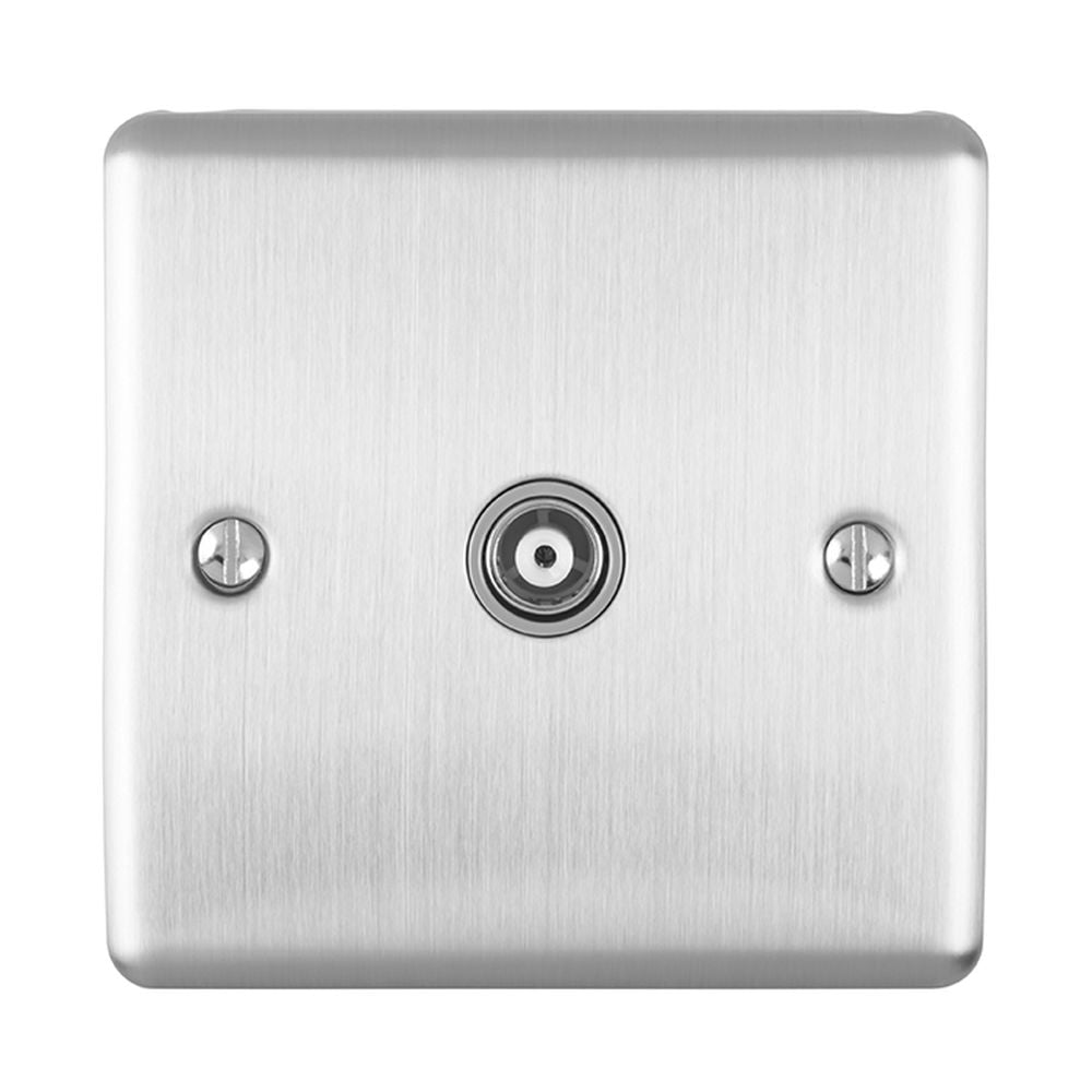 This is an image showing Eurolite Enhance Decorative TV - Satin Stainless Steel (With Grey Trim) en1tvssg available to order from trade door handles, quick delivery and discounted prices.