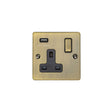 This is an image showing Eurolite Enhance Decorative 1 Gang USB Socket - Antique Brass (With Black Trim) en1usbabb available to order from trade door handles, quick delivery and discounted prices.