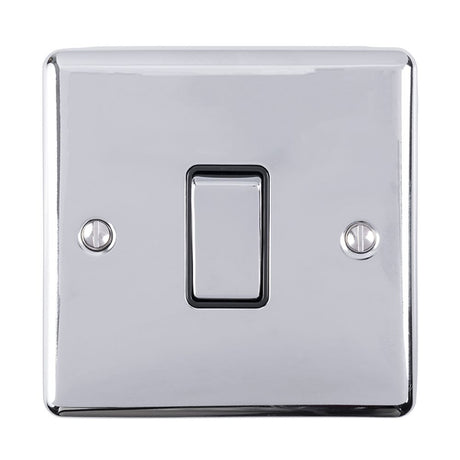 This is an image showing Eurolite Enhance Decorative 20Amp Switch - Polished Chrome (With Black Trim) en20aswpcb available to order from trade door handles, quick delivery and discounted prices.