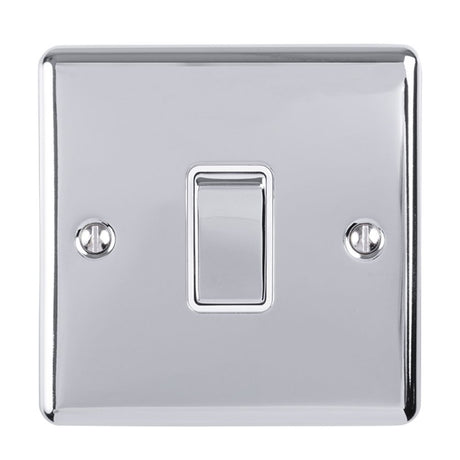 This is an image showing Eurolite Enhance Decorative 20Amp Switch - Polished Chrome (With White Trim) en20aswpcw available to order from trade door handles, quick delivery and discounted prices.