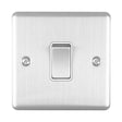 This is an image showing Eurolite Enhance Decorative 20Amp Switch - Satin Stainless Steel (With White Trim) en20aswssw available to order from trade door handles, quick delivery and discounted prices.