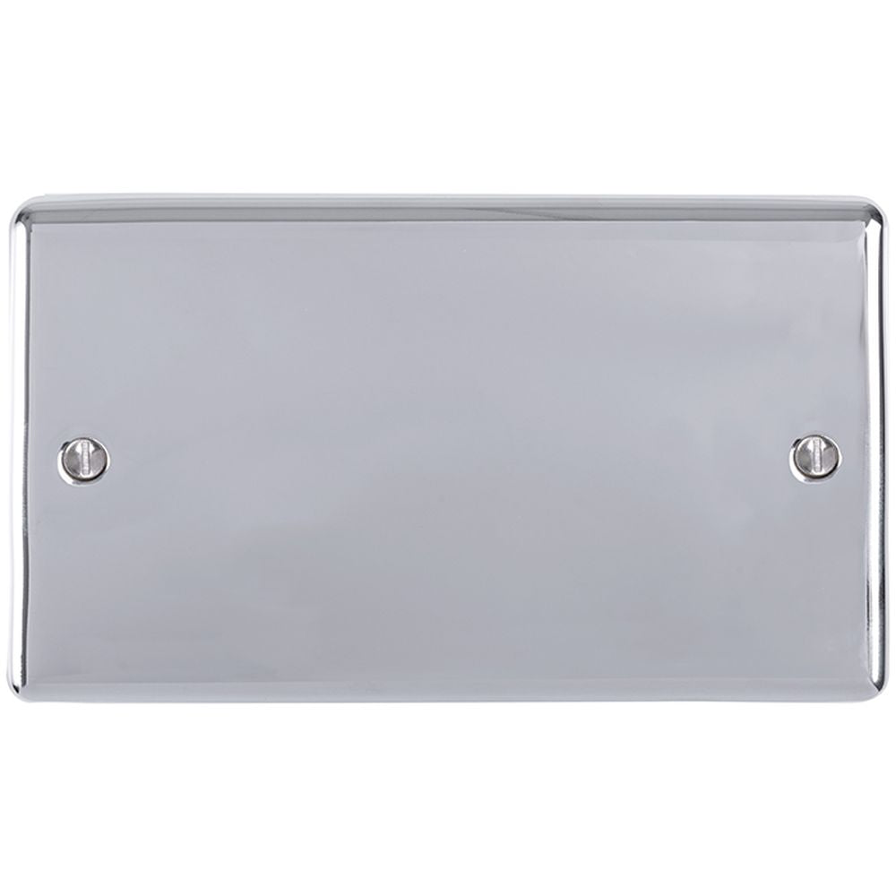 This is an image showing Eurolite Enhance Decorative Double Blank Plate - Polished Chrome en2bpc available to order from trade door handles, quick delivery and discounted prices.