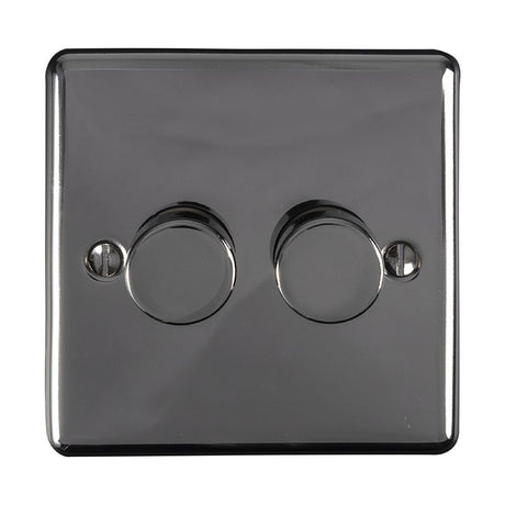 This is an image showing Eurolite Enhance Decorative 2 Gang Dimmer - Black Nickel en2dledbn available to order from trade door handles, quick delivery and discounted prices.