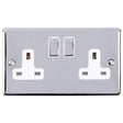 This is an image showing Eurolite Enhance Decorative 2 Gang Socket - Polished Chrome (With White Trim) en2sopcw available to order from trade door handles, quick delivery and discounted prices.