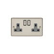 This is an image showing Eurolite Enhance Decorative 2 Gang Socket - Satin Stainless Steel (With Grey Trim) en2sossg available to order from trade door handles, quick delivery and discounted prices.