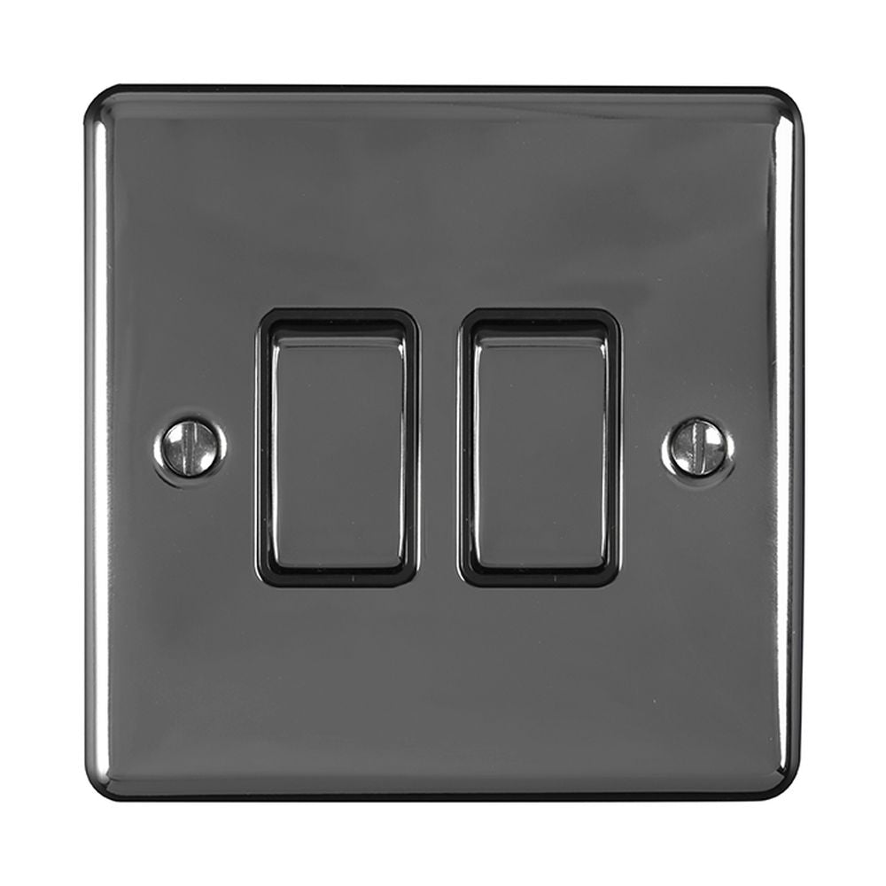 This is an image showing Eurolite Enhance Decorative 2 Gang Switch - Matt Black (With Black Trim) en2swmbb available to order from trade door handles, quick delivery and discounted prices.